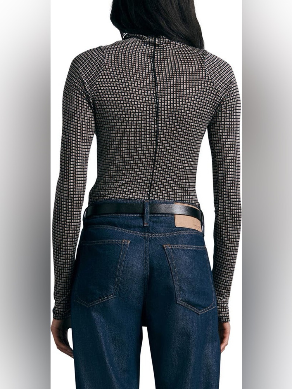 RAG & BONE // Shaw Geo Print Paneled Funnel Neck Top In Houndstooth - Medium - Picture 5 of 6